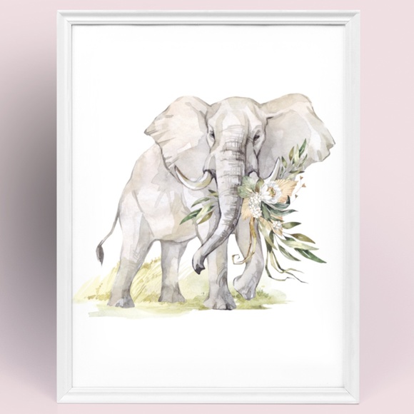 Watercolor Elephant Wall Art Poster Print Unframed - Picture 10 of 17